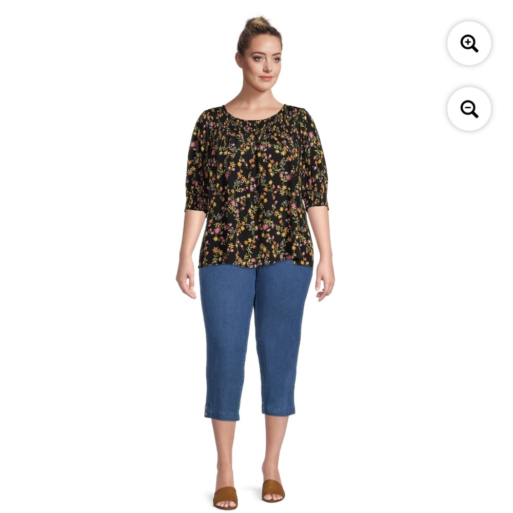 Just My Size Women’s Plus Medium Stonewash Snap Hem Cropped Pants Size 1X NWT - Picture 7 of 10